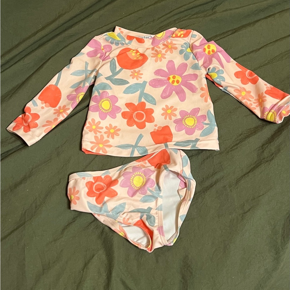 Carter's Pink and Orange Rashguard Swim Set